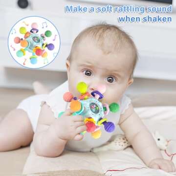 Baby Sensory Teething Toys - Baby Teethers Rattle Montessori Toys - Baby Shower Gifts for Infant Newborn Boys Girls 0 3 6 9 12 18 Months -Baby Chew Toys - Toddler Travel Learning Educational Toys