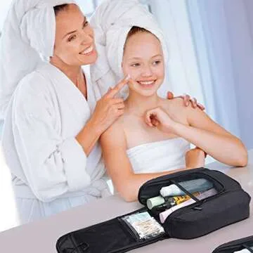 SHIK Bags Premium Hanging Toiletry Travel Bag – Large Waterproof Bathroom Bag Holds Toiletries, Makeup, Bottles, Travel Accessories – Portable Organizer for Men & Women + Free Luggage Tag, Black