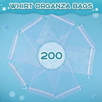 200 Pcs Large Organza Bags 7 x 9 Inch Organza Gift Party Favor Packing Mesh Drawstring Gift Bags Jewelry Pouch Gift Wrapping for Valentines Christmas Wedding Shower Party Goodie(7 x 9 In,White)