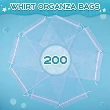 200 Pcs Large Organza Bags 7 x 9 Inch Organza Gift Party Favor Packing Mesh Drawstring Gift Bags Jewelry Pouch Gift Wrapping for Valentines Christmas Wedding Shower Party Goodie(7 x 9 In,White)