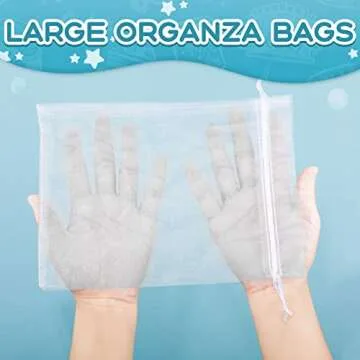 200 Pcs Large Organza Bags 7 x 9 Inch Organza Gift Party Favor Packing Mesh Drawstring Gift Bags Jewelry Pouch Gift Wrapping for Valentines Christmas Wedding Shower Party Goodie(7 x 9 In,White)