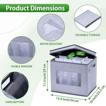 VENO Champagne Flutes Storage Box With Lid and Handles for Stemware Storage, Transport, Moving and Protection, Cardboard Dividers Included for 12 Glasswares