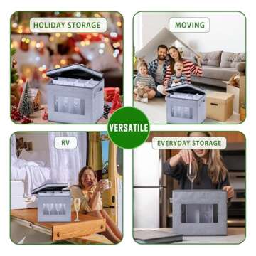 VENO Champagne Flutes Storage Box With Lid and Handles for Stemware Storage, Transport, Moving and Protection, Cardboard Dividers Included for 12 Glasswares