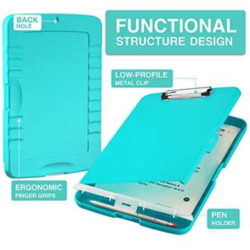 Sooez Clipboard with Storage, High Capacity Nursing Clipboards with Pen Holder, Heavy Duty Plastic S...