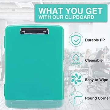 Sooez Clipboard with Storage, High Capacity Nursing Clipboards with Pen Holder, Heavy Duty Plastic Storage Clipboard with Low Profile Clip, Clipboard Folder, Teacher Must Haves, Office Supplies