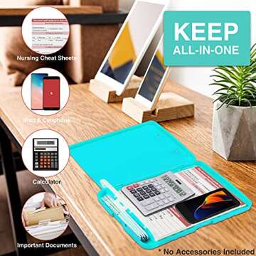 Sooez Clipboard with Storage, High Capacity Nursing Clipboards with Pen Holder, Heavy Duty Plastic Storage Clipboard with Low Profile Clip, Clipboard Folder, Teacher Must Haves, Office Supplies