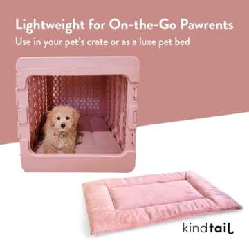 KindTail Dog Bed - Luxurious Velvet Crate Pad - Reversible and Machine Washable Kennel Mat for Dogs and Cats up to 25 lbs - Premium Materials for Cozy Sleeping - 25” x 19” x 1” (Pink, Medium)