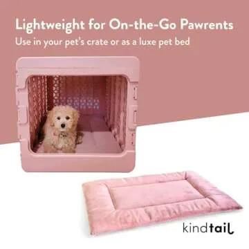 KindTail Dog Bed - Luxurious Velvet Crate Pad - Reversible and Machine Washable Kennel Mat for Dogs and Cats up to 25 lbs - Premium Materials for Cozy Sleeping - 25” x 19” x 1” (Pink, Medium)