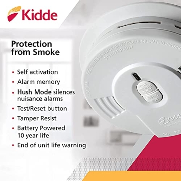 Kidde Smoke Detector with 10-Year Lithium Battery & Easy Install