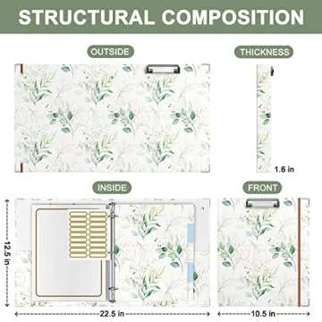Rouidr 3 Ring Binder with clipboard, 1 inch 8.5 x 11 in Letter Size View Binders Organizer with Divi...