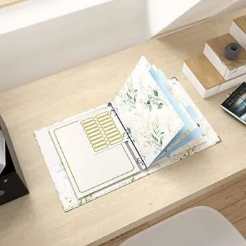 Rouidr 3 Ring Binder with clipboard, 1 inch 8.5 x 11 in Letter Size View Binders Organizer with Dividers Tabs & Clear Sleeves, School Supplies, Office Supplies, Leaves