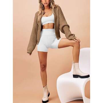 PRETTYGARDEN Womens Sweaters Fall 2024 Soft Long Sleeve Zip Up Crew Neck Classic Sweater Knit Cardigan (Khaki,Small)