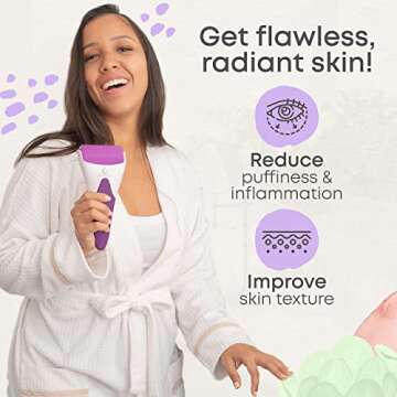 Pur Botanicals Purple Ice Roller for Face and Eyes Puffiness Relief - Therapeutic Frozen Cold Skinny...