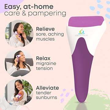 Pur Botanicals Purple Ice Roller for Face and Eyes Puffiness Relief - Therapeutic Frozen Cold Skinny Ice Roller for Face Massage - Beauty Skin Care Ice Roller Tools - Reduce Pain Migraine and Wrinkles