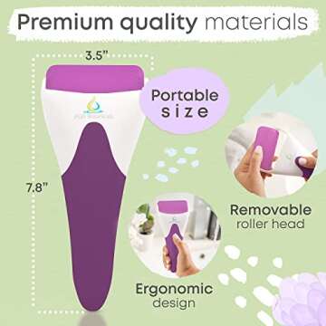Pur Botanicals Purple Ice Roller for Face and Eyes Puffiness Relief - Therapeutic Frozen Cold Skinny Ice Roller for Face Massage - Beauty Skin Care Ice Roller Tools - Reduce Pain Migraine and Wrinkles