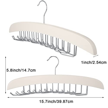 Jetec 24 Hooks Wooden Tie Rack Hanger for Closet