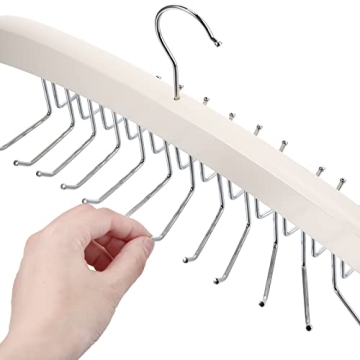 Jetec 24 Hooks Wooden Tie Rack Hanger for Closet