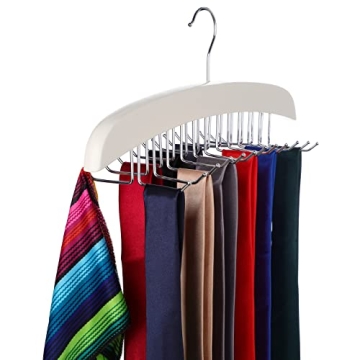 Jetec 24 Hooks Wooden Tie Rack Hanger for Closet