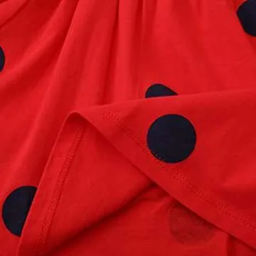 HILEELANG Toddler Girl Long Sleeve Dress Winter Christmas Red Dot Stripe Cotton Casual Winter Clothes Playwear Shirt Dresses 4T