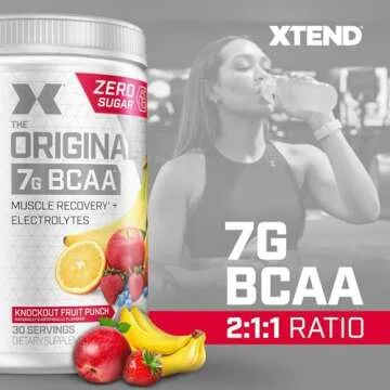 Xtend XTEND Original BCAA Powder 7g BCAA and 2.5g L-Glutamine, Sugar Free Post Workout Muscle Recovery Drink with Amino Acids for Men & Women, 30 Servings