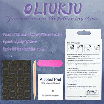 Stunning 24 Pcs Press on Nails with Rhinestones Design