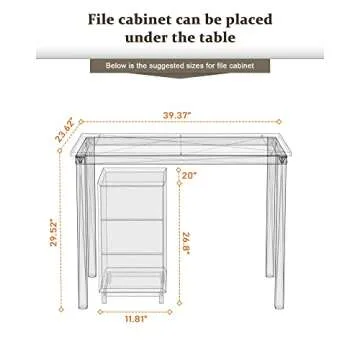 Teraves Computer Desk/Dining Table Office Desk Sturdy Writing Workstation for Home Office (39.37“, White)