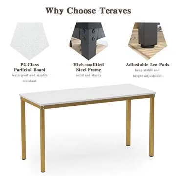 Teraves Computer Desk/Dining Table Office Desk Sturdy Writing Workstation for Home Office (39.37“, White)