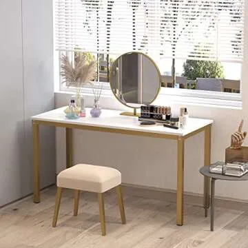 Teraves Computer Desk/Dining Table Office Desk Sturdy Writing Workstation for Home Office (39.37“, White)