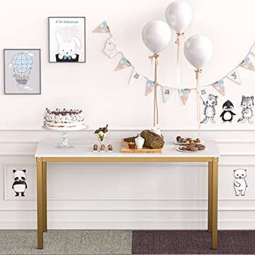 Teraves Computer Desk/Dining Table Office Desk Sturdy Writing Workstation for Home Office (39.37“, White)