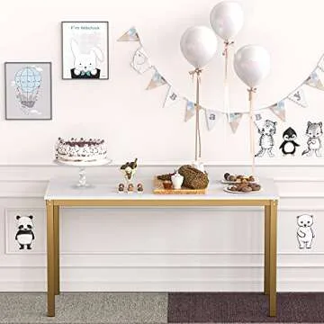 Teraves Computer Desk/Dining Table Office Desk Sturdy Writing Workstation for Home Office (39.37“, White)