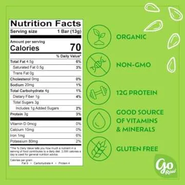 Go Raw Organic Sprouted Pumpkin Seed Bars, 10 Count, Sea Salted, Keto, Superfood