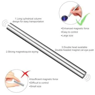 vnjaoi Nail Magnet Tool,Super Long Double-head Nail Magnet Pens Magnet Stick 3D Magnetic Cat Eye Gel...