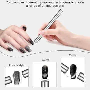 vnjaoi Nail Magnet Tool,Super Long Double-head Nail Magnet Pens Magnet Stick 3D Magnetic Cat Eye Gel Polish Nail Art, for DIY 3d Magnetic, Salon, Studio or Home