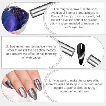 vnjaoi Nail Magnet Tool,Super Long Double-head Nail Magnet Pens Magnet Stick 3D Magnetic Cat Eye Gel Polish Nail Art, for DIY 3d Magnetic, Salon, Studio or Home