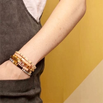 Sonateomber Colorful Flat Beaded Stretch Bracelet Gift