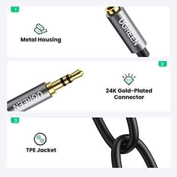 UGREEN Headphone Splitter 3.5mm Audio Stereo Y Splitter Aux Extension Cable Male to Female Dual Headphone Jack Adapter for Earphone Compatible with iPhone Samsung iPad Tablet Laptop, Black