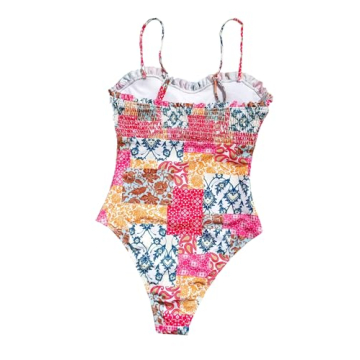 WDIRARA Women's Floral Smocked One-Piece Swimsuit Beachwear