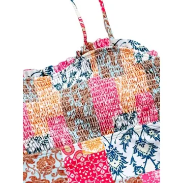 WDIRARA Women's Floral Smocked One-Piece Swimsuit Beachwear