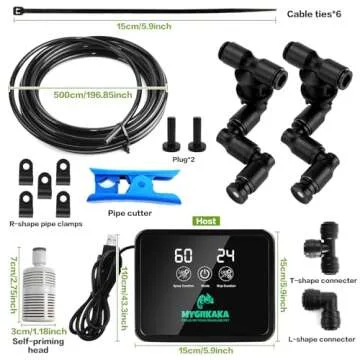 Reptile Smart Mister, Reptile Humidifiers Misting System Automatic with Timer, Terrariums Humidifier with 360°Adjustable Misting Nozzles, Spray Kit for Rainforest Plants Amphibian