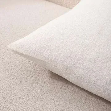 WOKANI White Textured Boucle Throw Pillow Covers 16x16 Decorative Decorations Neutral Accent Cushion Cases Home Decor Square for Couch Living Room Bedroom Sofa,Set of 2 Cream Ivory