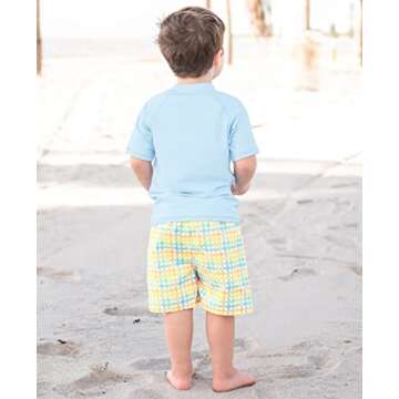 RUGGEDBUTTS Boys UPF50+ Sun Protection Gingham Swim Trunks - Summertime, 8
