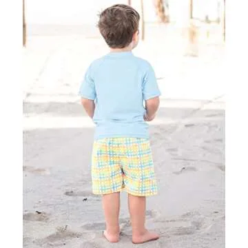 RUGGEDBUTTS Boys UPF50+ Sun Protection Gingham Swim Trunks - Summertime, 8