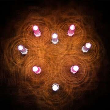 SupBri LED Candles, 4Pack Battery Operated Candles with Rose Light Halo, Romantic Flameless Pillar Candles for Valentines Halloween Decorations(Purple, D 2.5" x H 7.2")