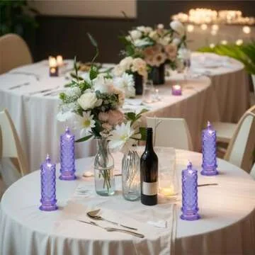 SupBri LED Candles, 4Pack Battery Operated Candles with Rose Light Halo, Romantic Flameless Pillar Candles for Valentines Halloween Decorations(Purple, D 2.5" x H 7.2")