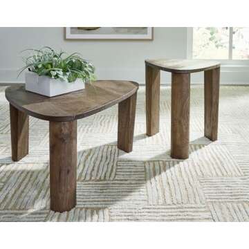 Signature Design by Ashley Reidport Farmhouse Nesting Accent Coffee Table with Tapered Legs, Set of 2, Dark Brown