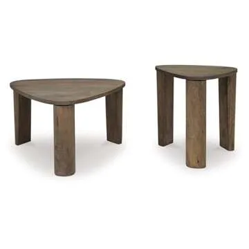 Signature Design by Ashley Reidport Farmhouse Nesting Accent Coffee Table with Tapered Legs, Set of 2, Dark Brown