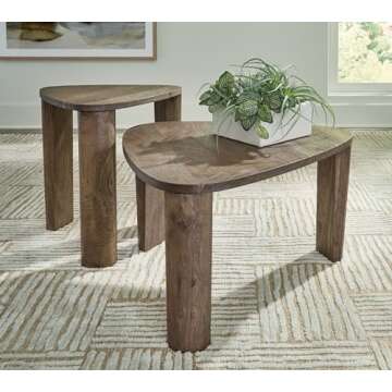 Signature Design by Ashley Reidport Farmhouse Nesting Accent Coffee Table with Tapered Legs, Set of 2, Dark Brown