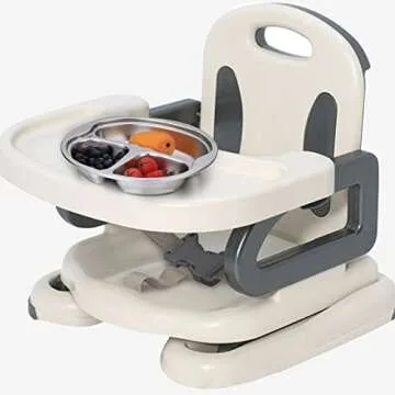 SOUJOY 4 Pack Stainless Steel Divided Plate, 3 Sections Diet Control Dinner Plate, Unbreakable Monkey Shape Compact Food Serving Tray for Kids, Picky Eaters, Campers