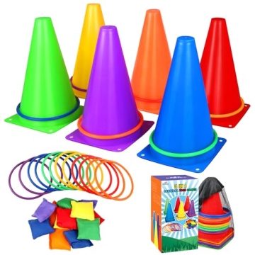 31 PCS Christmas Carnival Games, 3 in 1 Indoor Outdoor Bean Bag Ring Toss Games for Kids Birthday Pa...