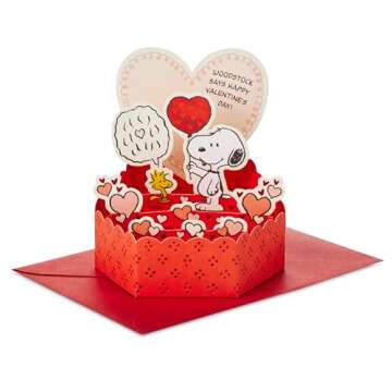 Hallmark Paper Wonder Mini Valentine's Day Card - 3D Red Snoopy & Woodstock Design